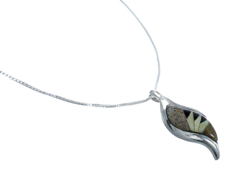 Southwest Multicolor Inlay Sterling Silver Box Chain Necklace Set JX129113